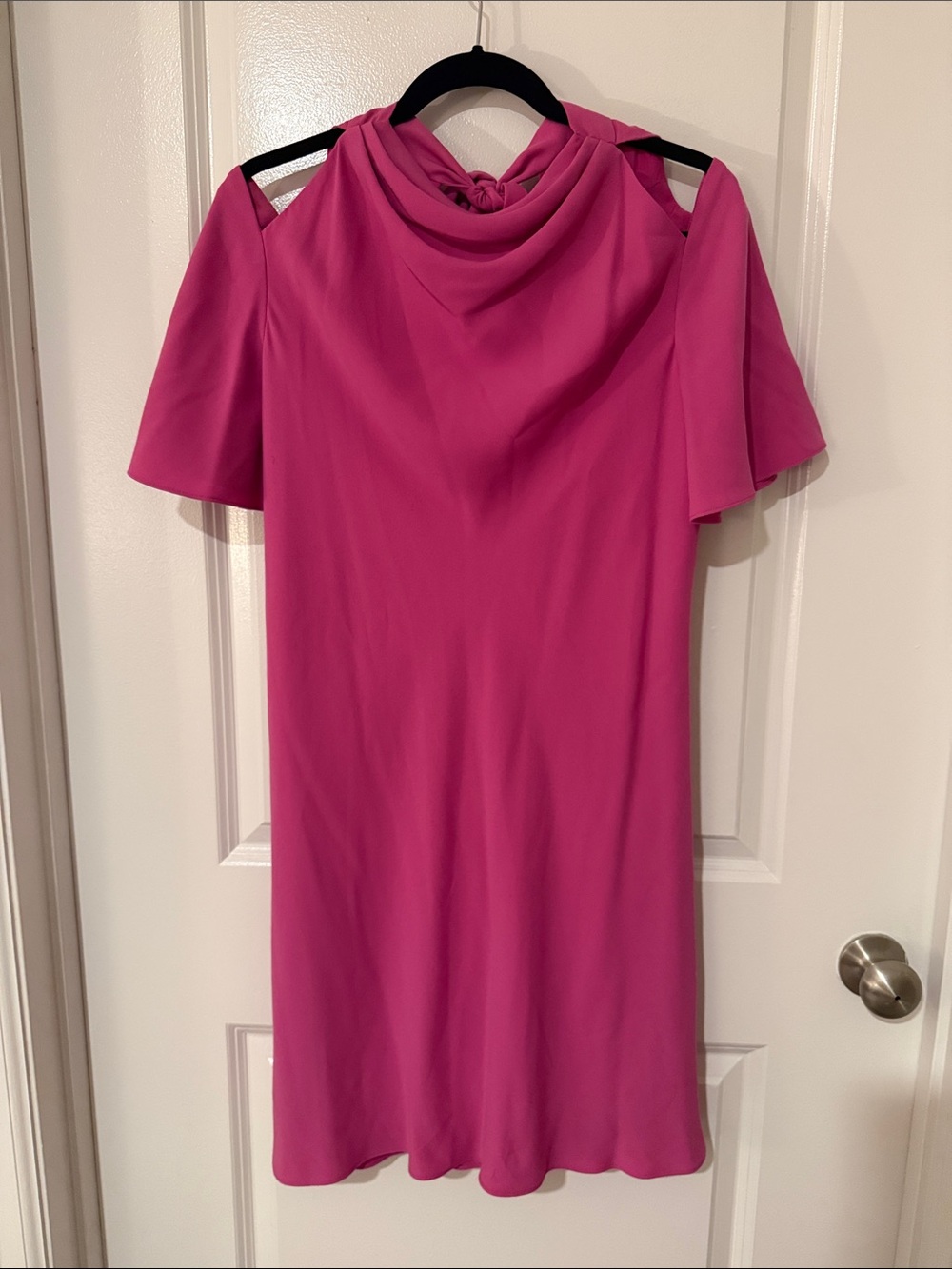 Trina Turk Hot Pink Cold-Shoulder Midi Dress